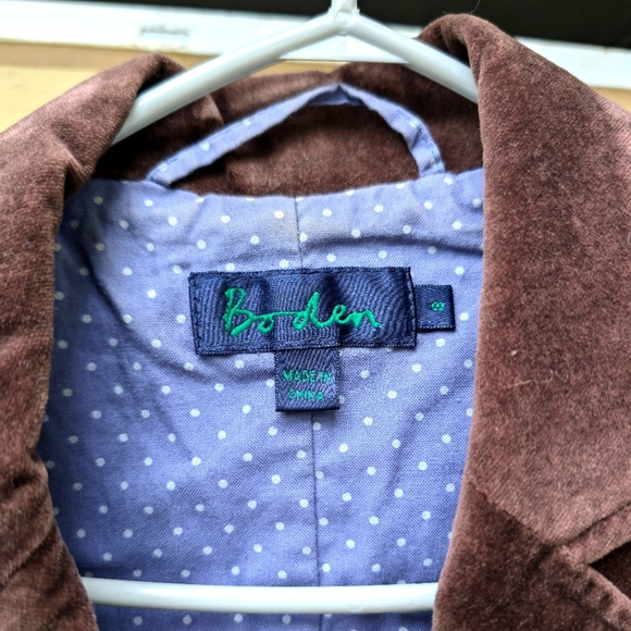 Gorgeous brown Boden velvet blazer Size UK 8, lined, w/ 2 front patch pockets. - Picture 5 of 7